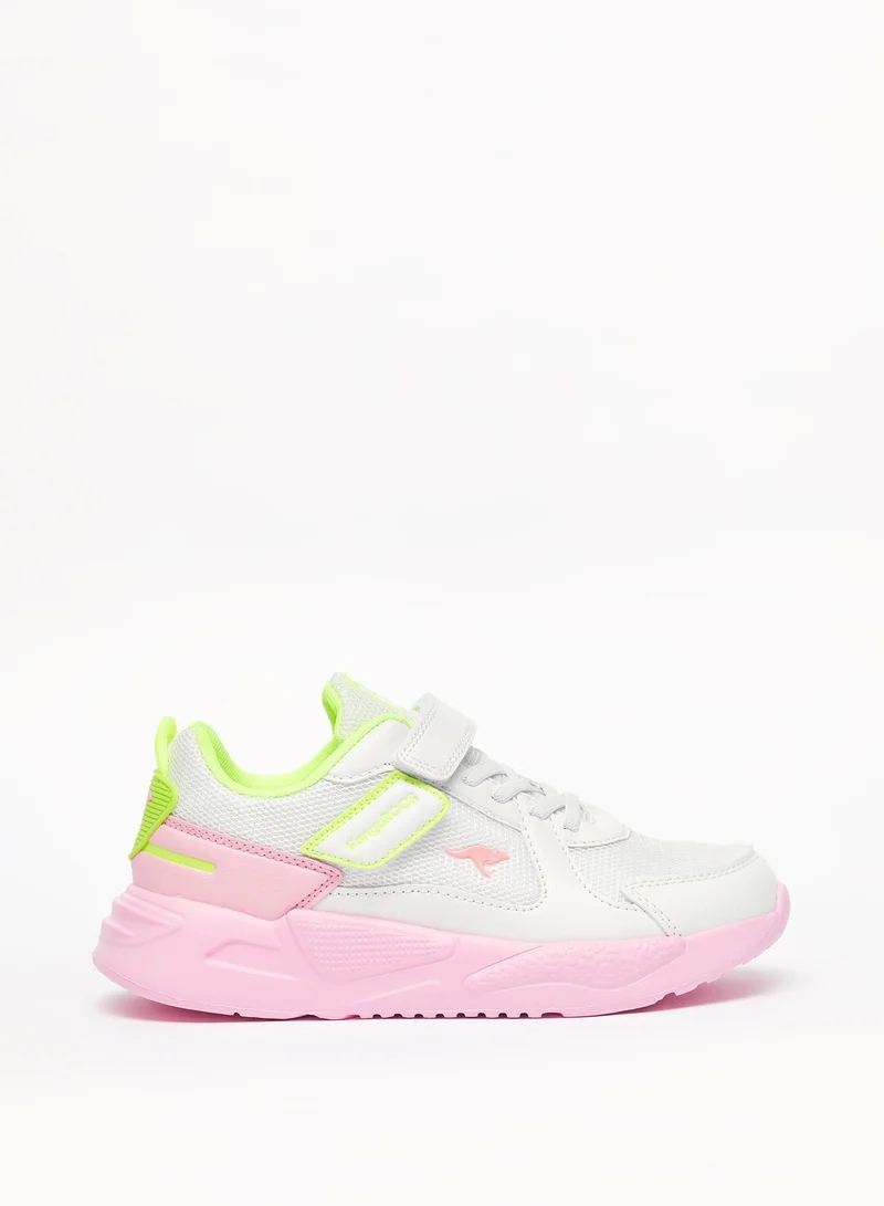 kangaROOS Girls' Textured Sports Shoes with Hook and Loop Closure