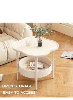 2 Tier Petal Shaped Storage Coffee Table, Small Space Sofa Side Table with Storage Basket, Snack Table, Bedroom Bedside Storage Round Table, End Table, for Living Room Bedroom Office Balcony - pzsku/ZC06E939A861881995659Z/45/1741312963/3e5473a3-8b47-4948-89c8-267c7cf5041e