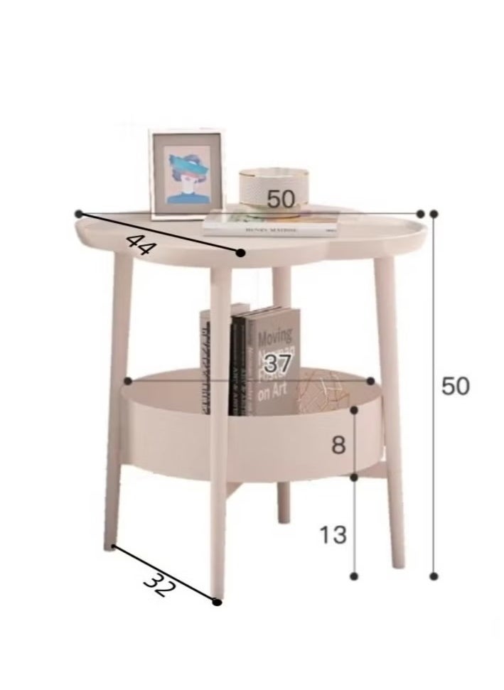 2 Tier Petal Shaped Storage Coffee Table, Small Space Sofa Side Table with Storage Basket, Snack Table, Bedroom Bedside Storage Round Table, End Table, for Living Room Bedroom Office Balcony