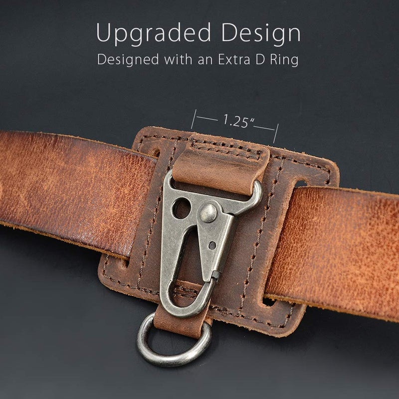 diodrio EDC Leather Key Ring Holder, Heavy Duty Belt Clip Key Fob, Chestnut - Image 2