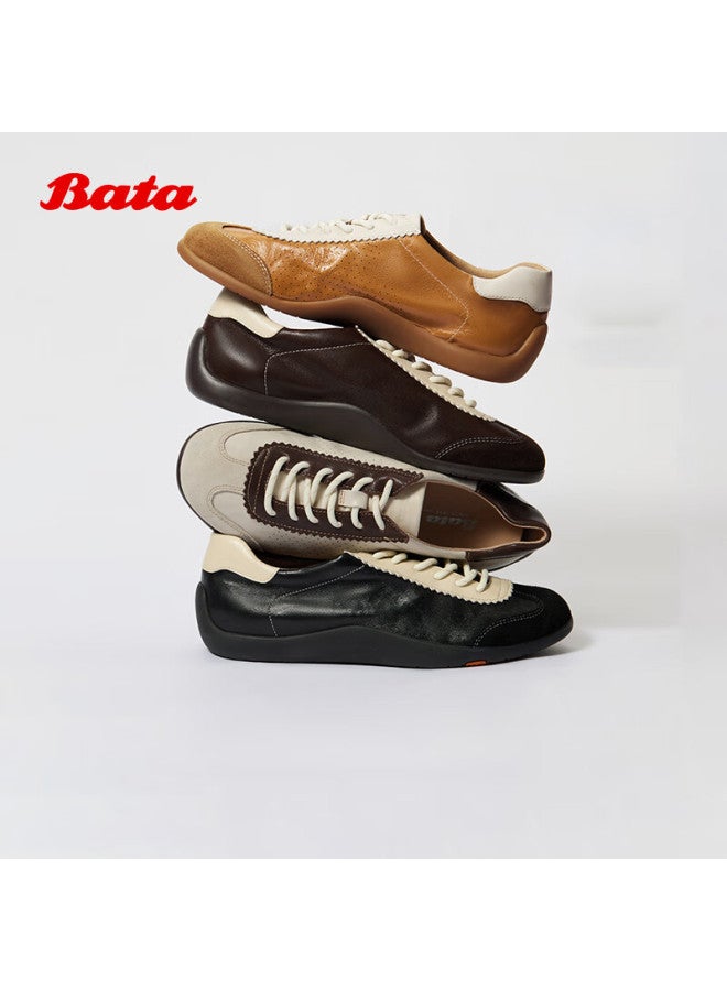 Bata Bajia Prince Qizhang Ruonan Style Lambskin Leather Casual Soft Sole Sports Shoes For Women Spring And Autumn - Image 1