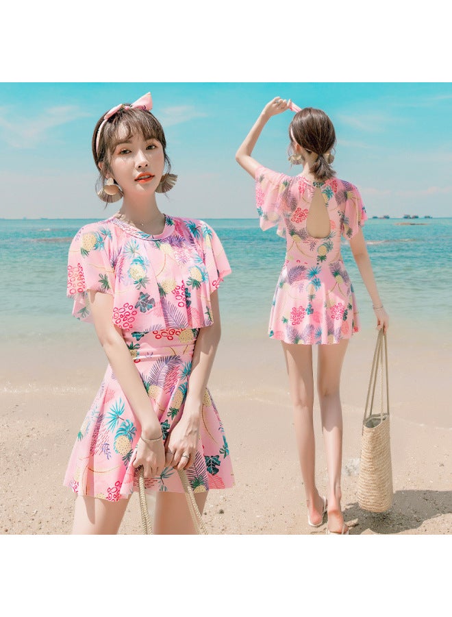 Loquat Parent-child Swimsuit Mother And Daughter One-piece Dress Swimsuit Girl Middle And Big Children Princess Cute Western Style Girl Swimsuit-Color:Adult Blue + Arm Ring- - Image 5