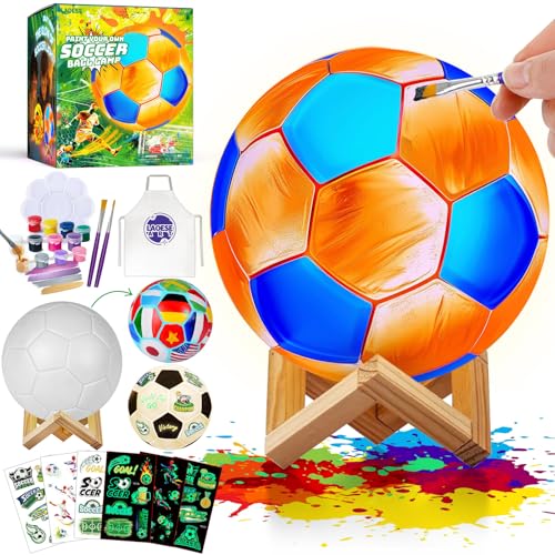 LAOESE Paint Your Own Soccer Ball Lamp Kit Soccer Gifts 3D Night Light Art Supplies Creativity Arts and Crafts for Kids Ages 812 Birthday Easter Gifts for Kids Boys Girls Ages 3 4 5 6 7 8 9 10 11 12 - Image 1