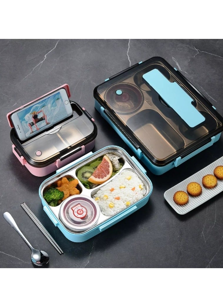Stainless Steel Lunch Box With Soup Bowl Spoon And Chopsticks For Kids And Adults  - Image 5