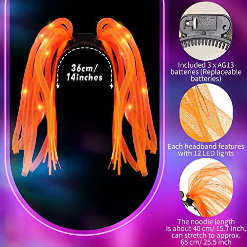 Jerify 6 Pcs Glow in The Dark Headband LED Hairband Flashing Party Multicolor Accessories for Rave Carnival Neon 6 Colors - Image 5