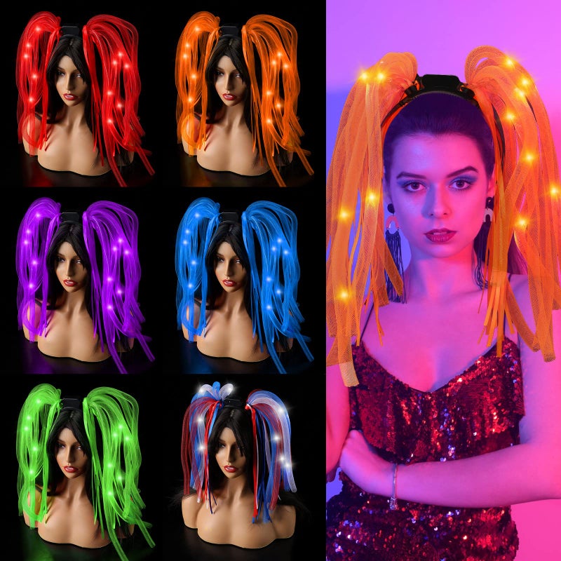 Jerify 6 Pcs Glow in The Dark Headband LED Hairband Flashing Party Multicolor Accessories for Rave Carnival Neon 6 Colors - Image 3