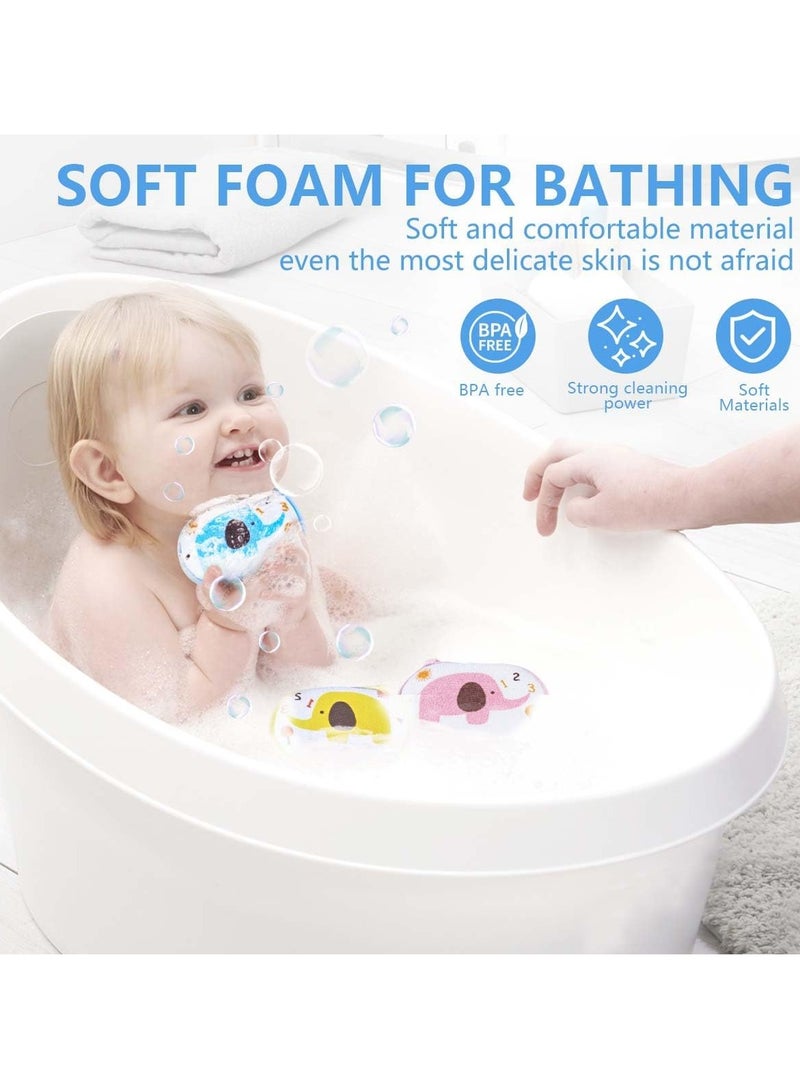 Baby Bath Sponge Soft Foam Scrub Natural Sponge for Bath, Shower Scrub Body Sponge for Kids/Babies/Men/Women (Yellow Elephant) - Image 5