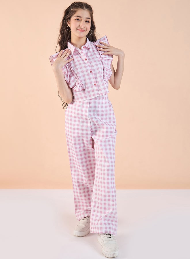 Stylo Bug Girls Pink Gingham Sleeveless Top And Pants Set - Image 2