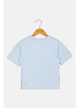 Looney Tunes Toddlers Girl Crew Neck Short Sleeves Bunny Print Top, Light Blue  - Image 2