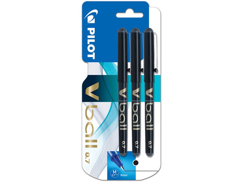 Pilot VBall 7 Rollerball Pen-Black (Pack of 3) - Image 1