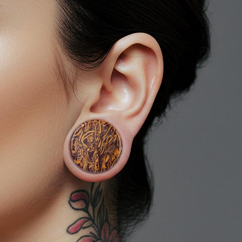COOEAR 14PC 7 Pairs Stone Ear Plugs Double Flare Saddle Stretching Gauges Expander Stretchers 2G(6mm)-5/8"(16mm) - Image 5