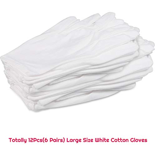 anezus 6 Pairs White Cotton Gloves for Dry Hands Eczema SPA Moisturizing, Work Glove Liners for Serving Costume Inspection - Image 2
