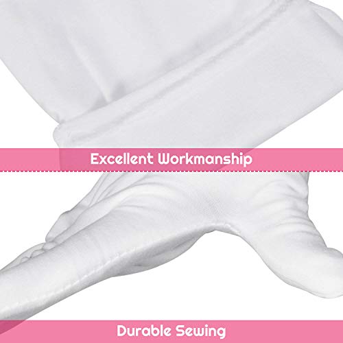 anezus 6 Pairs White Cotton Gloves for Dry Hands Eczema SPA Moisturizing, Work Glove Liners for Serving Costume Inspection - Image 4