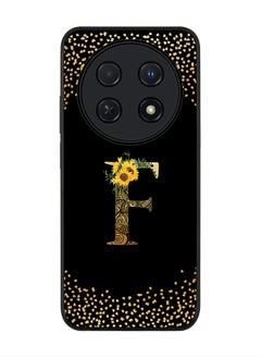Stylizedd Rugged Black edge case for Huawei nova 12i 4G, Slim fit Flexible Thin Cover - Custom Monogram Initial Letter Floral Pattern Alphabet - F ( Black )  - Image 1