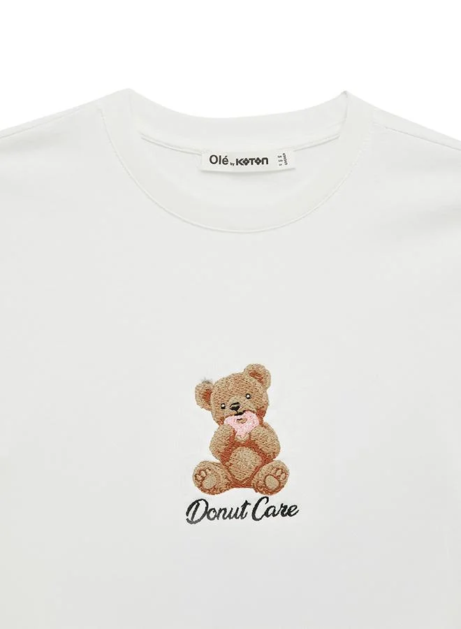 Koton  Embroidered Crew Neck Oversized T-Shirt for Women | Best Price UAE