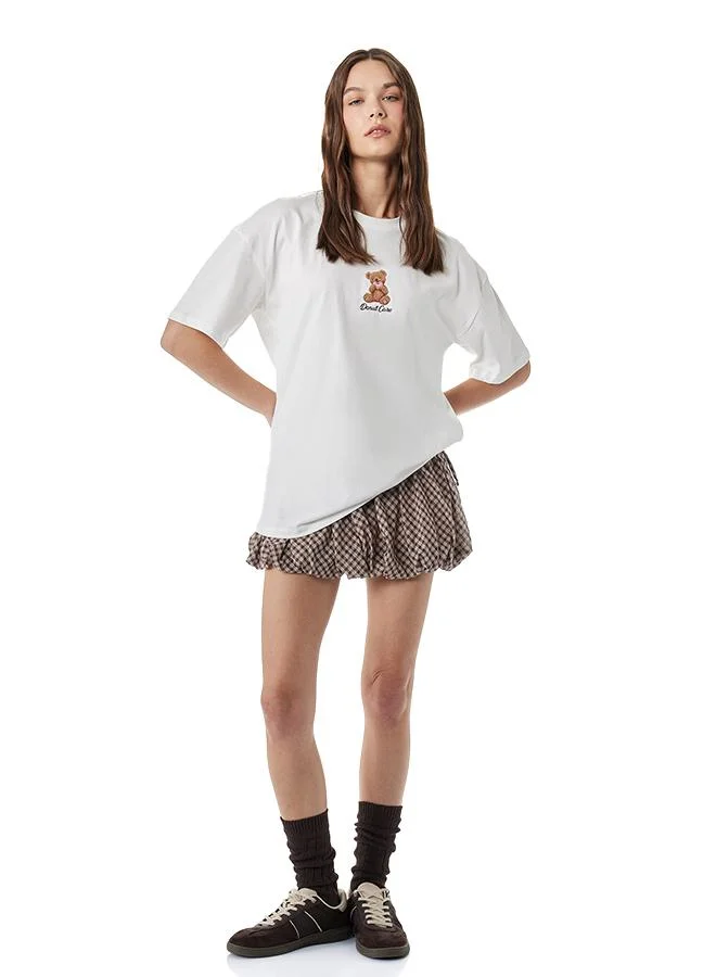 Embroidered Crew Neck Oversized T-Shirt