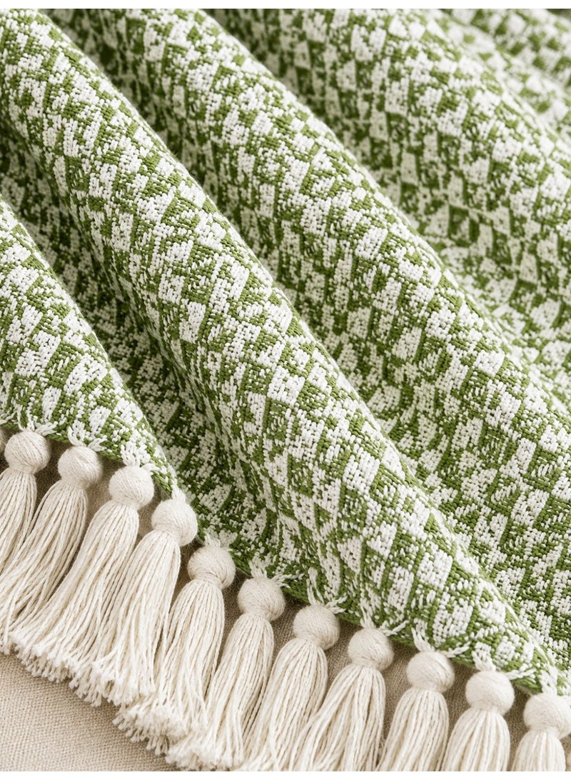 Woven Throw Blanket – 100% Cotton, 127 × 154 cm – Soft Lightweight Textured Blanket with Decorative Tassels for Sofa, Bed & Home Décor - Image 2