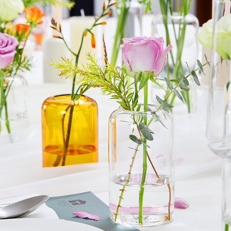 Zens Bud Vases Set of 6, Modern Small Glasss Vase for Flower Clear Bud Vases in Bulk for Wedding Centerpiece, Blown Thicker Glass Small Vase for Flowers, Wedding Party Decorative, Home Bathroom Decor - Image 3