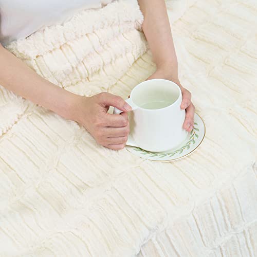 Home Soft Things Ivory Saga Double Sided Faux Fur Throw, 50" x 60", Comforable Soft Cozy Throw Blanket for Chair Bedroom Living Room Sofa Couch Bed Outdoor Travel - Image 2