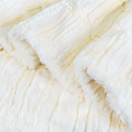 Home Soft Things Ivory Saga Double Sided Faux Fur Throw, 50" x 60", Comforable Soft Cozy Throw Blanket for Chair Bedroom Living Room Sofa Couch Bed Outdoor Travel - Image 5
