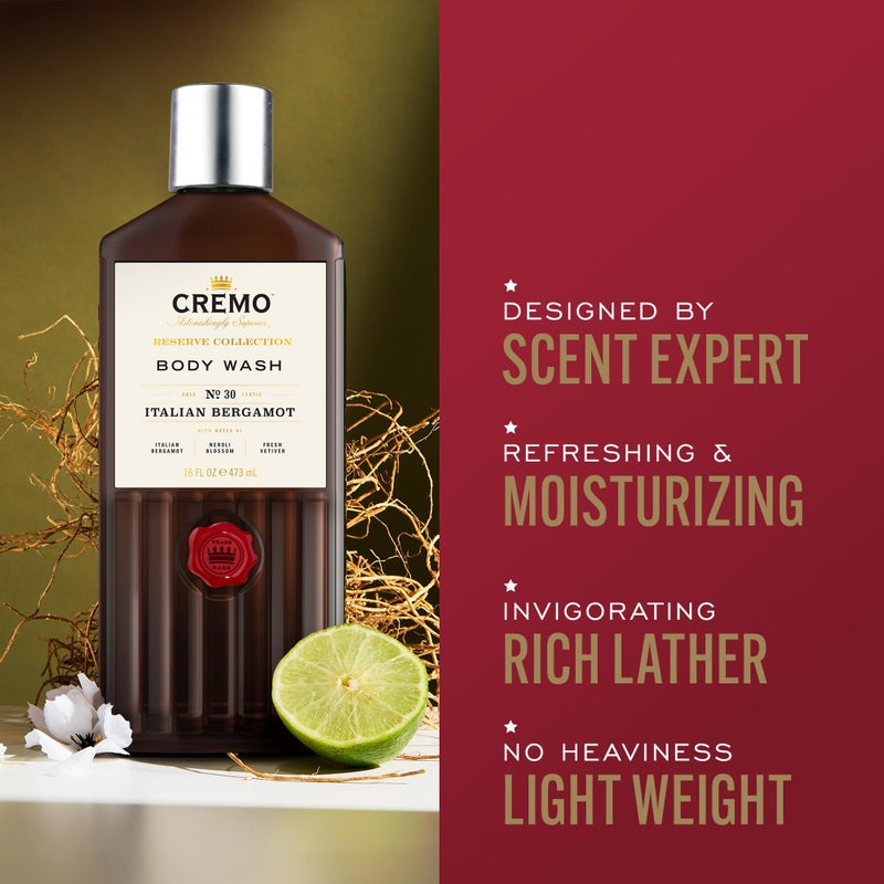 Cremo Body Wash Men, Notes of Italian Bergamot, Neroli Blossom, and Fresh Vetiver, Rich-Lathering Italian Bergamot, 16 Fl Oz - Image 2