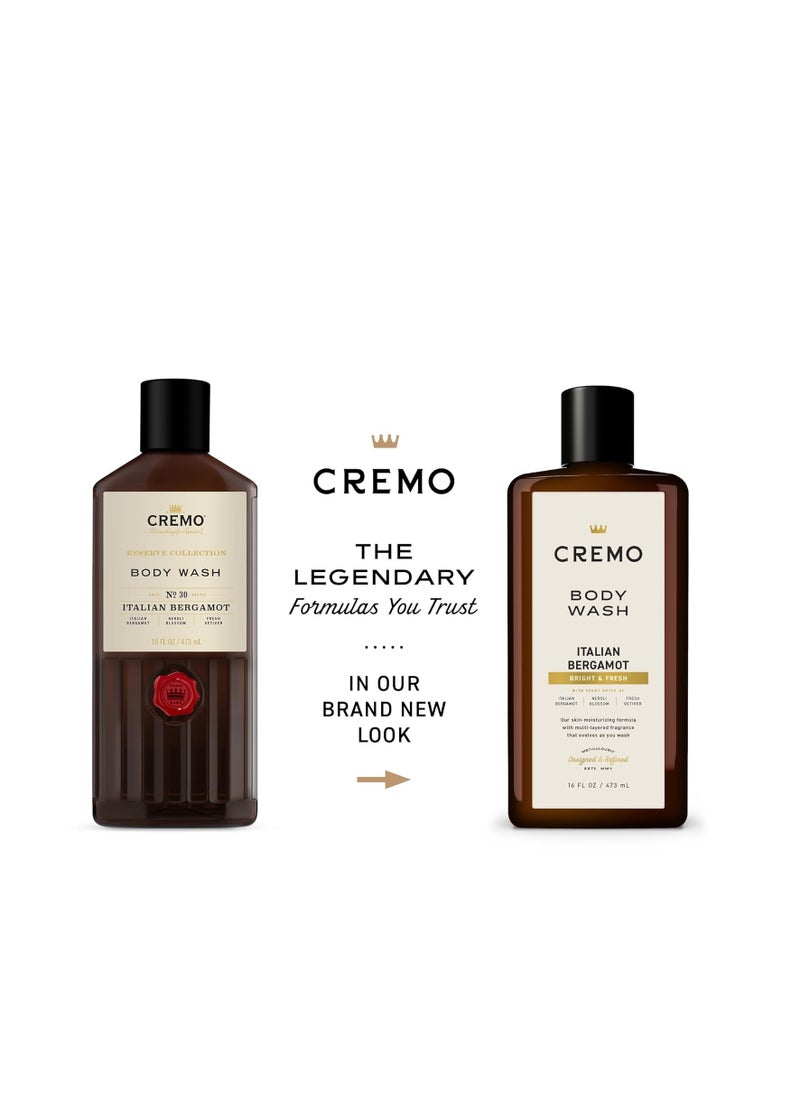 cremo - Cremo Rich-Lathering Italian Bergamot Body Wash for Men, Notes of Italian Bergamot, Neroli Blossom, and Fresh Vetiver, 16 Fl Oz - Image 1