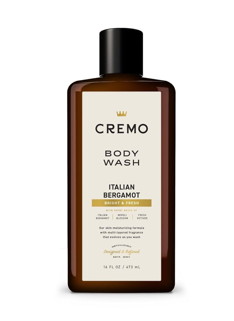 cremo - Cremo Rich-Lathering Italian Bergamot Body Wash for Men, Notes of Italian Bergamot, Neroli Blossom, and Fresh Vetiver, 16 Fl Oz - Image 1