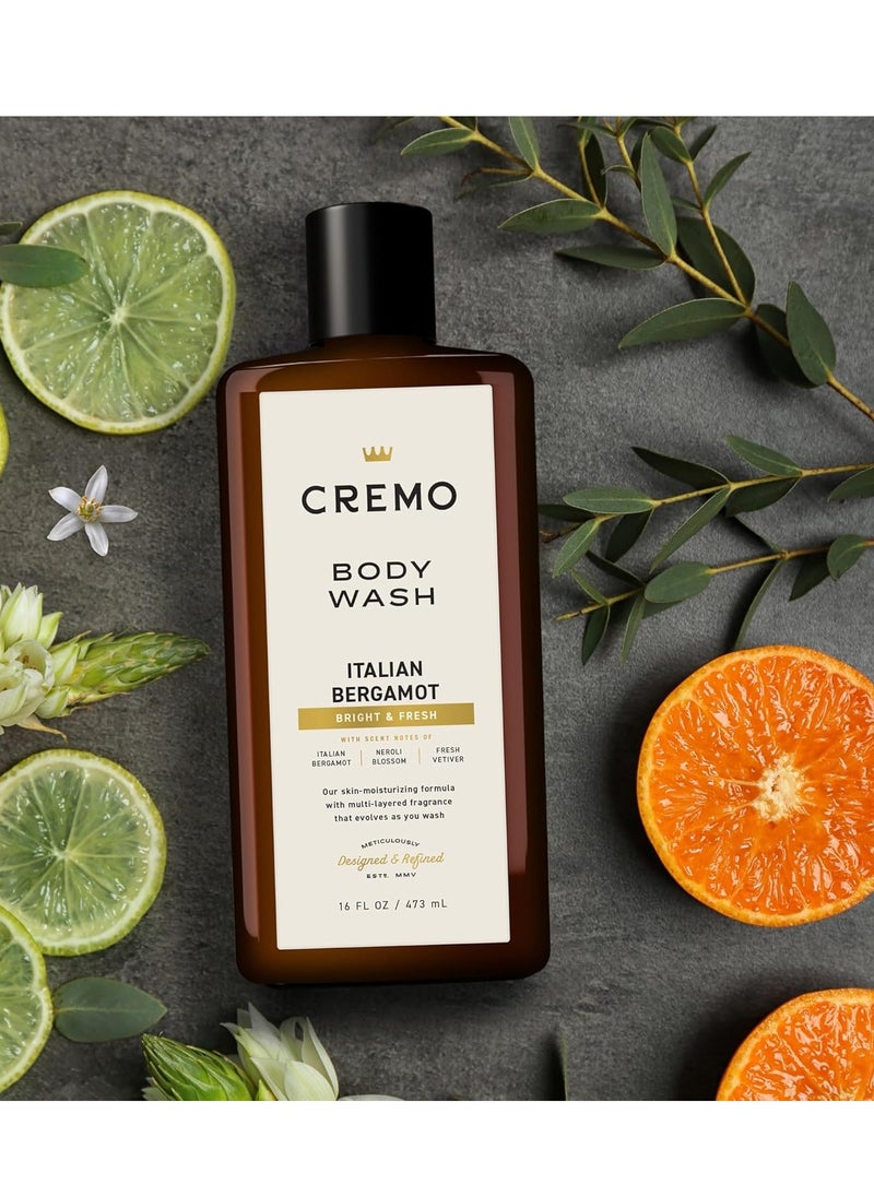 cremo - Cremo Rich-Lathering Italian Bergamot Body Wash for Men, Notes of Italian Bergamot, Neroli Blossom, and Fresh Vetiver, 16 Fl Oz - Image 1