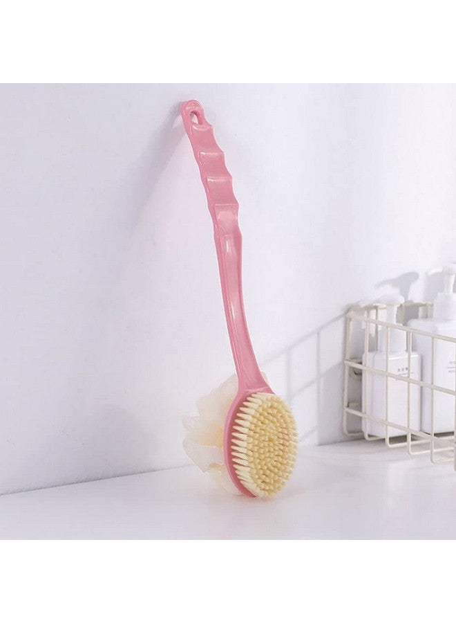 AK Ultimate 2 in 1 Bath Body Brush with Soft Loofah and Bristles, Back Scrubber with Curved Long Handled Shower Brush for Women & Men Body, Face and Spa Washing - Image 1