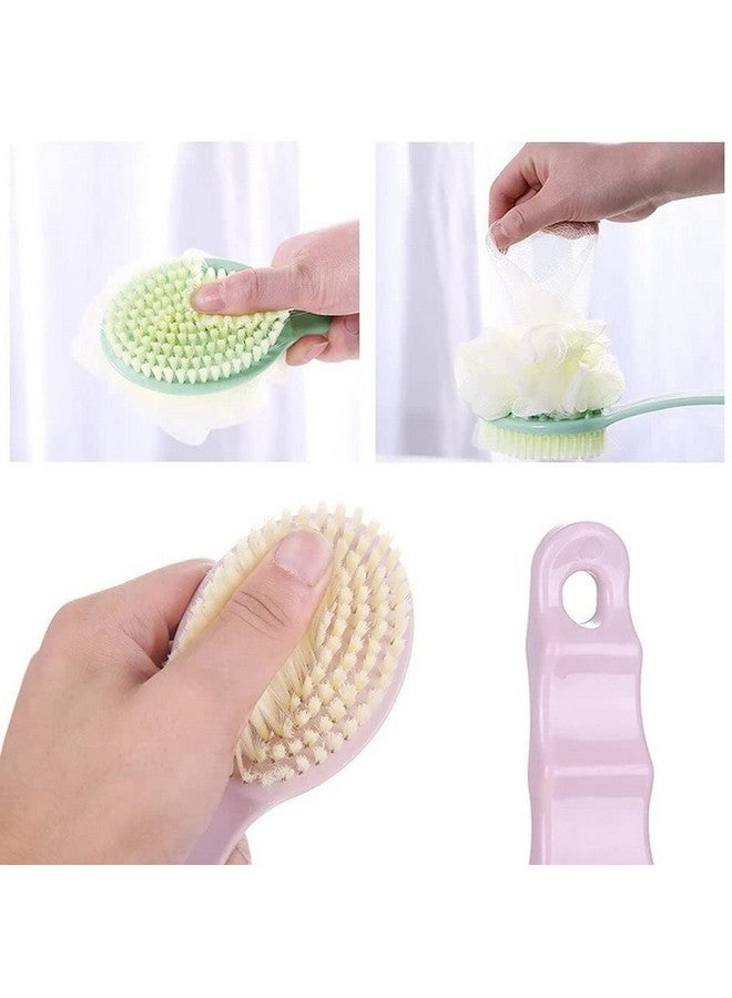 AK Ultimate 2 in 1 Bath Body Brush with Soft Loofah and Bristles, Back Scrubber with Curved Long Handled Shower Brush for Women & Men Body, Face and Spa Washing - Image 3