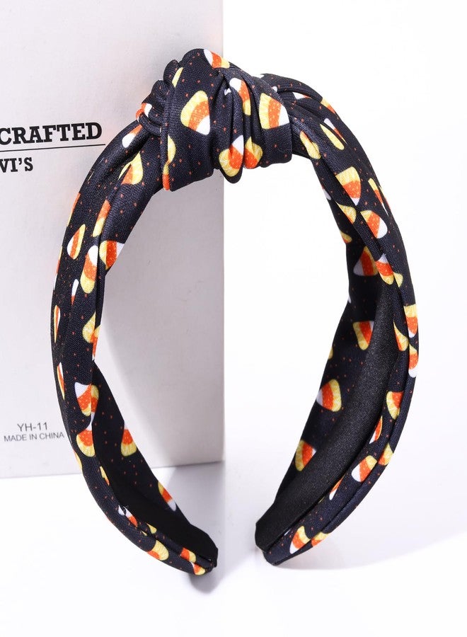 YAHPERN Halloween Headband for Women Halloween Accessories Spooky Ghost Pumpkin Candy Corn Knotted Headband Gothic Top Knot Headbands halloween Outfits Holiday Party Gifts - Image 4