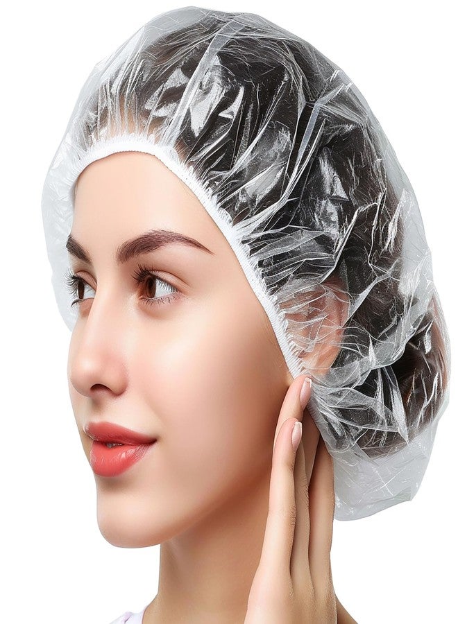 HUNCHA Disposable Shower Caps, Thick Clear Waterproof Shower Hair Cap, Bath & Bathing Accessories for Women, Men, Home, Hotel, Spa & Travel Essentials, Hair Care, Transparent, Pack of 50 - Image 1