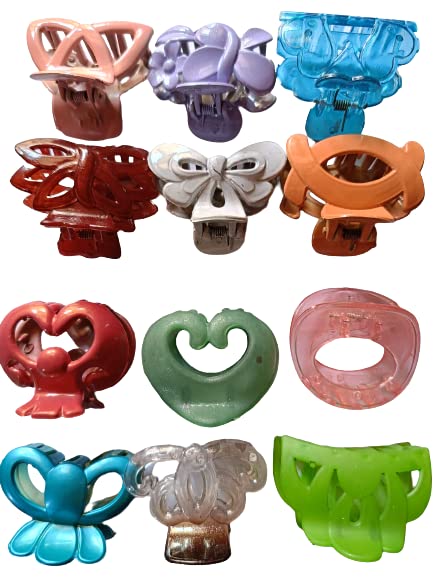 advancedestore Multi Colour Hair ClutchClawsClips for Girls and Women 12 piece pattern1Designs and colours may vary - Image 2