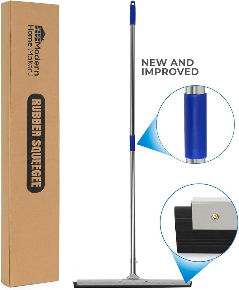MHM Floor Squeegee Scrubber 55inch Long Stainless Steel Handle with 22inch Wide Silicon Rubber Blade - Perfect Squeegee Broom for Floor Washing and Drying Shower Glass, Marble, Wood Surfaces - Image 2