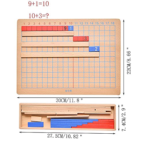 Kghios Montessori Addition and Subtraction Board Montessori Math Toys Material for Toddlers Childhood Kids,Addition & Subtraction Strip Board - Image 2