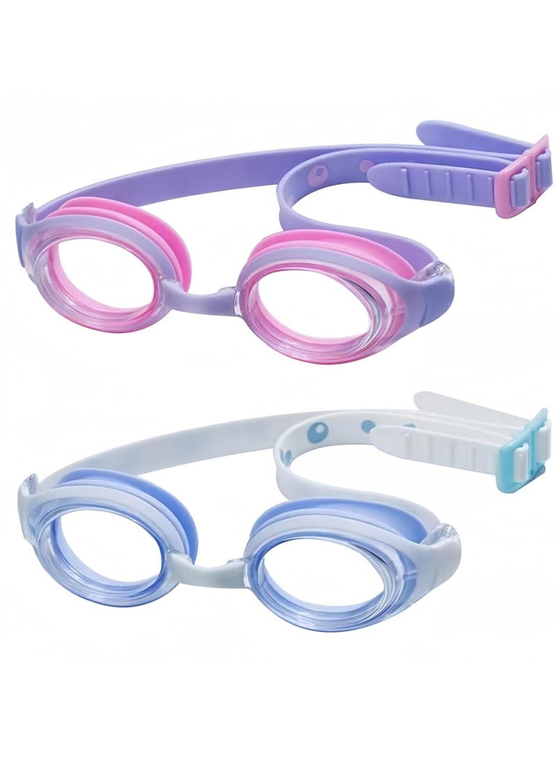 Barakah Kids Swimming Goggles, 2 Pcs Swim Goggles for Children, No Leaking Anti Fog UV Protection Children Swimming Goggles, Adjustable Head Strap Swim Goggle for 3-15 Years Old Girls Boys Children - Image 1