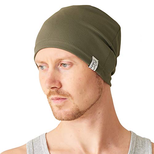 CHARM Mens & Womens Running Sports Beanie, Sweat-Wicking UV-Blocking Helmet Liner Gym Cap & Cycling Hat Khaki - Image 1