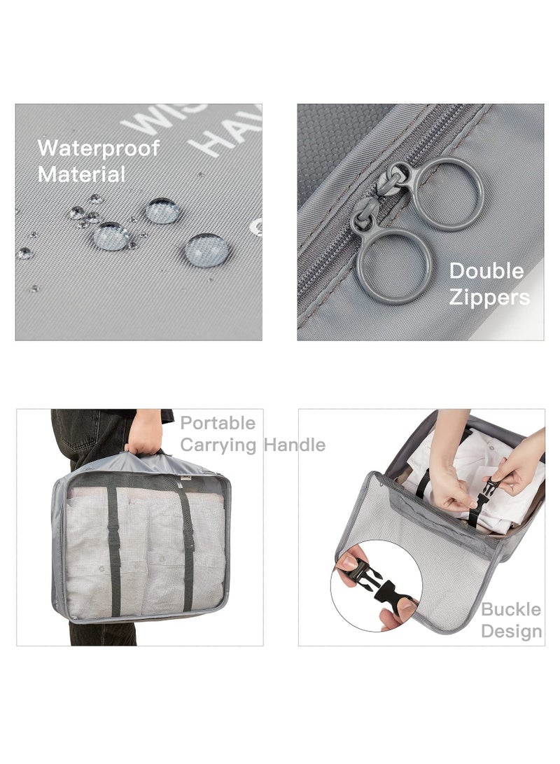 KASTWAVE Packing Cubes for Travel, 8 Pcs Travel Cubes for Suitcase Lightweight Travel Essential Bag with Large Toiletries Bag for Clothes Shoes Cosmetics Toiletries (Grey) - Image 3