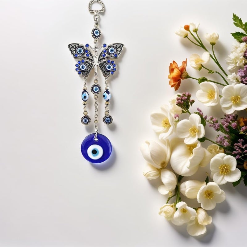 Betterdecor Blue Evil Eye Butterfly Hanging Decoration Ornament with Gift Pouch - Image 2