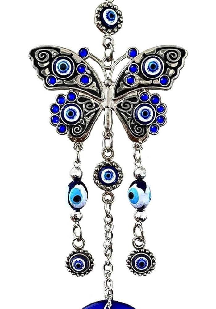 Betterdecor Blue Evil Eye Butterfly Hanging Decoration Ornament with Gift Pouch - Image 1