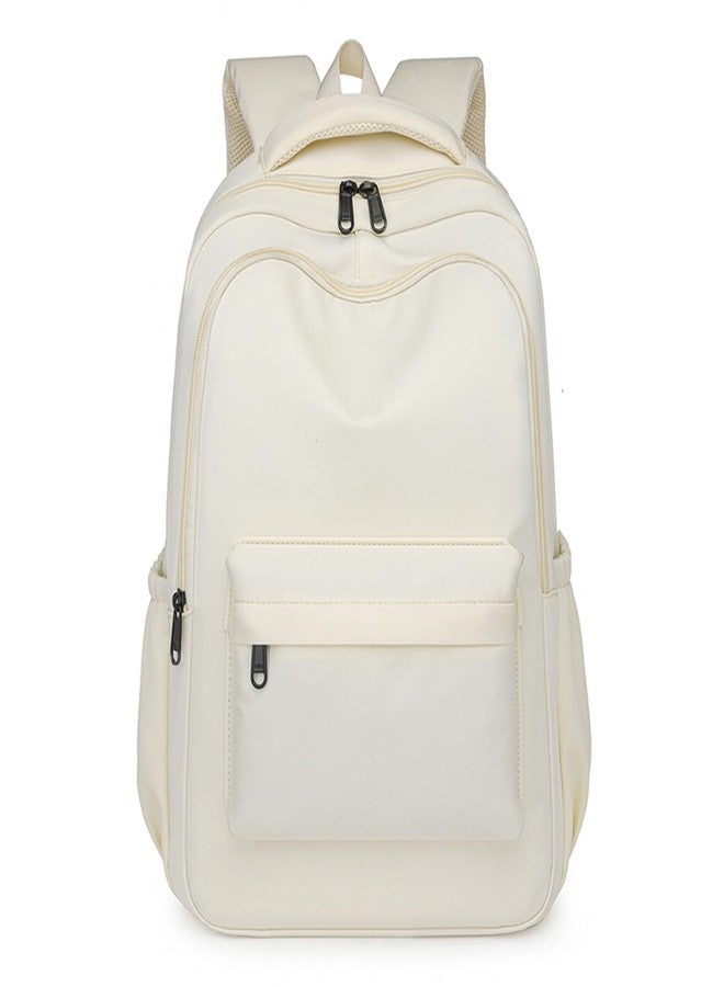 Lamprod Cute Aesthetic Backpack for School Supplies College Backpack for Teen Girls Students Laptop Bag Large Capacity Bookbags, White, Fashion Backpack - Image 1