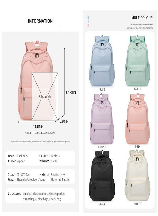 Lamprod Cute Aesthetic Backpack for School Supplies College Backpack for Teen Girls Students Laptop Bag Large Capacity Bookbags, White, Fashion Backpack - Image 3