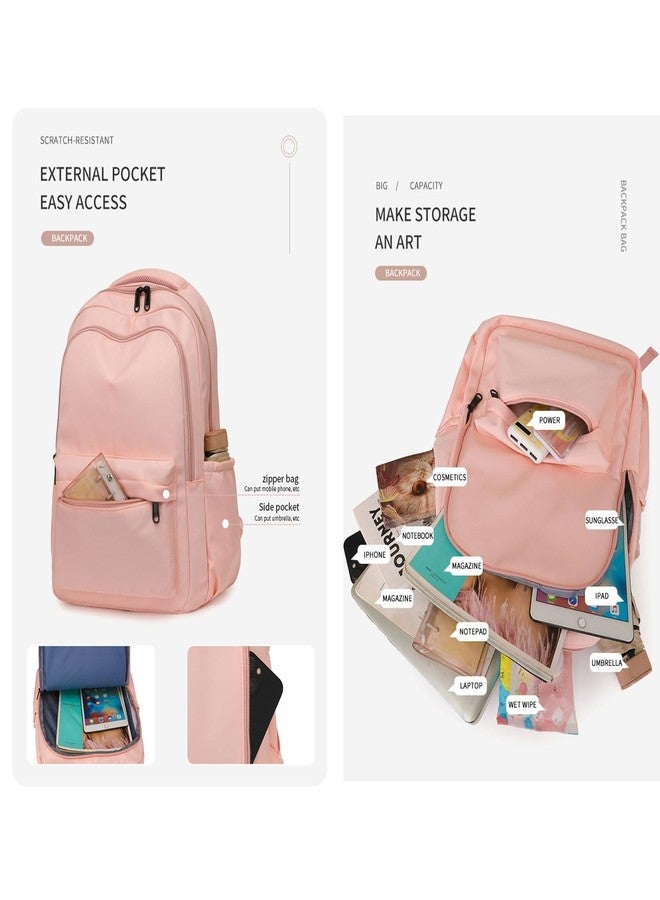Lamprod Cute Aesthetic Backpack for School Supplies College Backpack for Teen Girls Students Laptop Bag Large Capacity Bookbags, White, Fashion Backpack - Image 4
