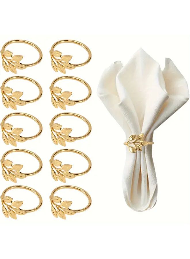 20pcs Golden Reusable Napkin Rings Elegant Leaf Design Durable Metal Table Decor - Image 3