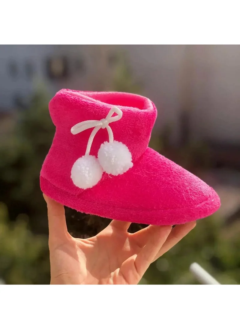 مايتشايلد Children's Slippers with Pompoms, Non-slip Sole Home Shoes, Kindergarten Nursery Shoes