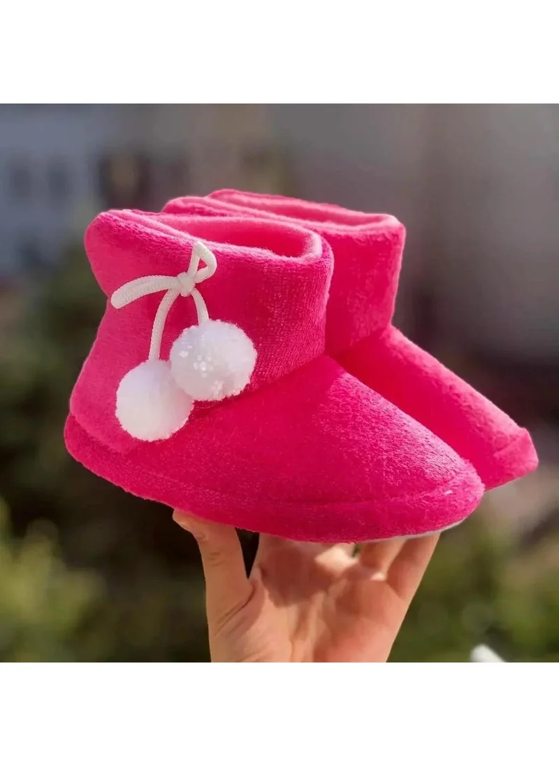 مايتشايلد Children's Slippers with Pompoms, Non-slip Sole Home Shoes, Kindergarten Nursery Shoes
