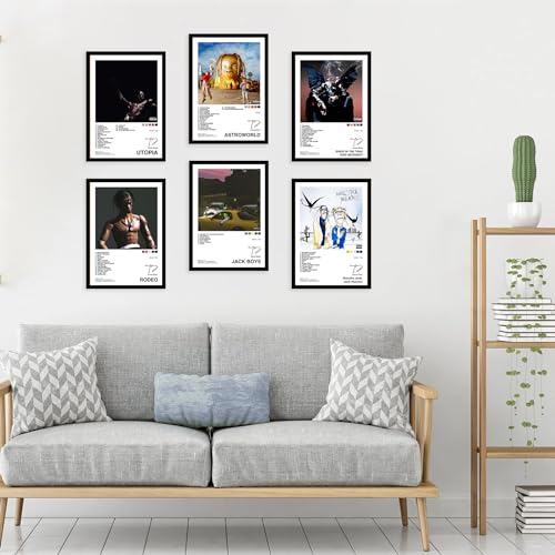 CodersParadise Wood Travis Scott Wall Poster Frames - Pack Of 6 | 8 X 12Cm (A4 Size) | Aesthetic Artwork Framed Posters - Image 4