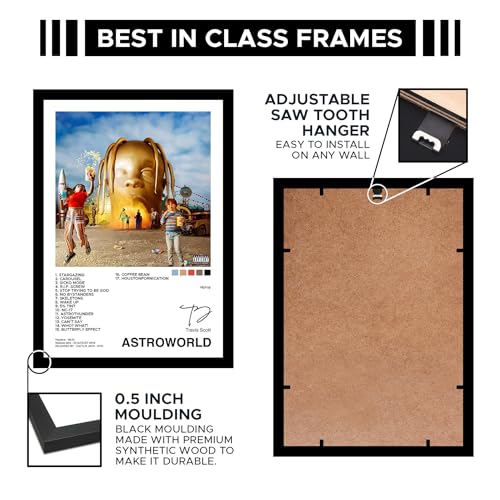 CodersParadise Wood Travis Scott Wall Poster Frames - Pack Of 6 | 8 X 12Cm (A4 Size) | Aesthetic Artwork Framed Posters - Image 5