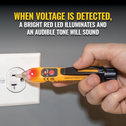 Klein Tools NCVT1XT Voltage Tester, Non-Contact Low Voltage Test Pen, 70V to 1000V AC, Durable IP67 Tester is Dustproof and Waterproof - Image 3