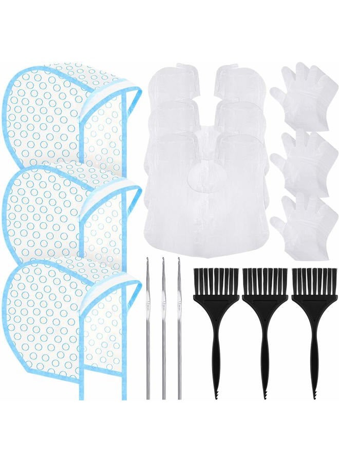 Generic 3 Sets Hair Coloring Kit, Includes PVC Hair Coloring Caps with Styling Tools, Disposable Dye Shawl, Gloves, Brushes for Dyeing(Blue)  - Image 1